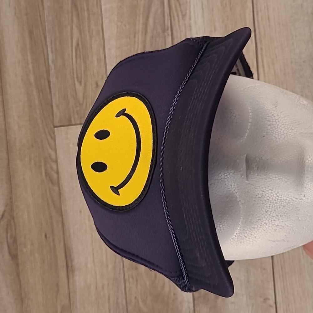 AVIATOR NATION Smiley Face Dark Navy Yellow ACL Trucker Mesh Snapback Hat Cap